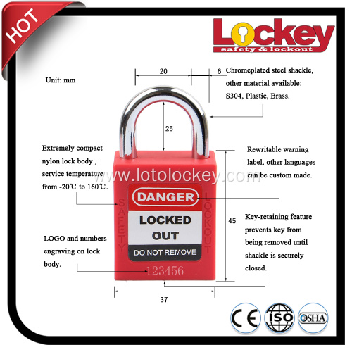 25mm Steel Short Shackle Lockout Tagout Padlock